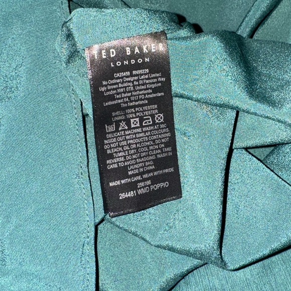 NWOT Ted Baker Poppio Green plated cold shoulder Mini Dress sz TB 3 US 8 - Picture 7 of 8